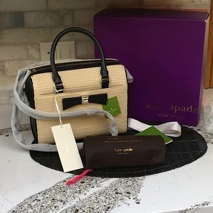 NWT Kate Spade Holly Street Ashton straw/black leather with box,ribbon,dust bag